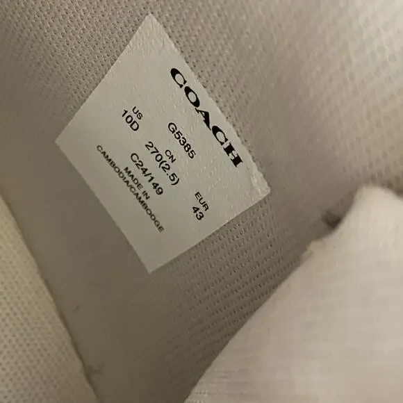 Coach Clip High Top Men’s Sneaker Charcoal Black G5385 Size 10D NWOB - Picture 9 of 11